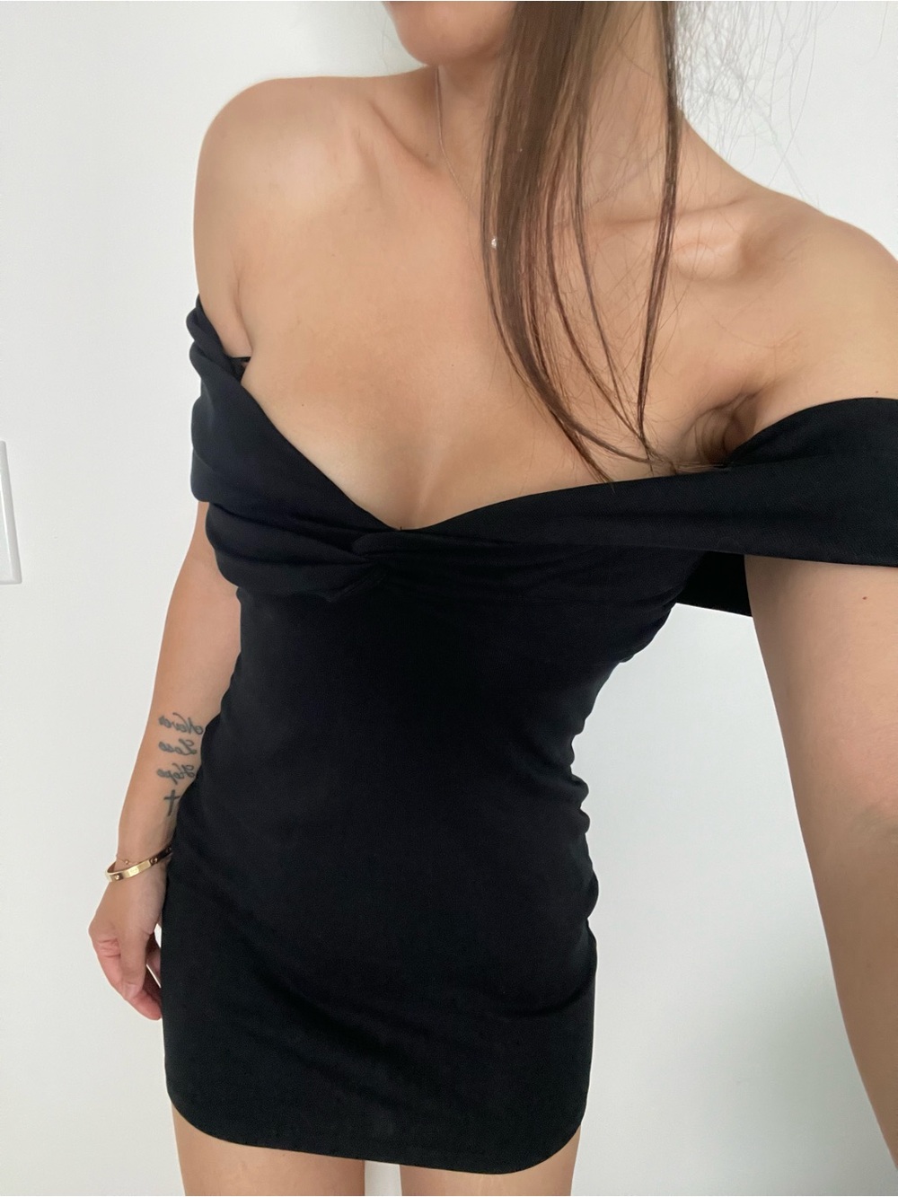 Zara off shoulder black mini dress